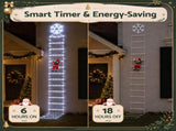 Jingle Jollys Christmas Ladder Lights Santa 3.4m 328LED Hanging Decor Cool White XMAS-MOT-D-LADDER-WH