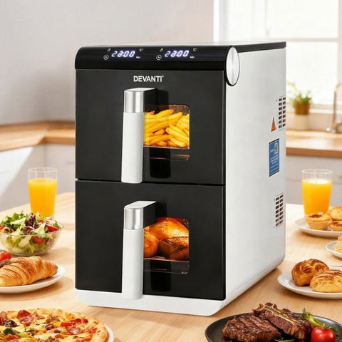 Devanti Air Fryer Oven 11L Dual Zone Fryers AF-K-J-11L-WH