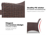 Gardeon 3PC Outdoor Bistro Set Patio Furniture Wicker Setting Chairs Table Cushion Brown ODF-BISTRO-RATTAN-BR