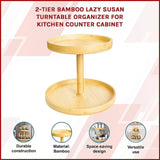 2-Tier Bamboo Lazy Susan Turntable Organizer for Kitchen Counter Cabinet V63-921011