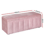 Artiss Storage Ottoman Blanket Box 103cm Velvet Pink OTM-8101-VEL-PK