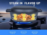 26cm 2-in-1 Cast Iron Dutch Oven & Skillet Set Pre-Seasoned Dual-Use Pot with Lid Fry Pan, Durable & V324-TSD-DUALPOT26CM