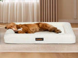 Pawz XXL Size Orthopedic Dog Bed with Corduroy Removable Cover Waterproof Washable Beige PT1276-XXL-WH