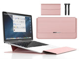 Rose gold 3-in-1 Laptop Sleeve with Built-In Stand & Wrist Rest Waterproof PU Protective Case for V888-ELOSUNG43912