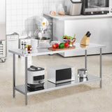 Stainless Steel Prep Table, 24 x 72 x 34 Inch, Heavy Duty Metal Worktable with 3 Adjustable Height V952-CFBXGGZTLCWJFVL3YV0