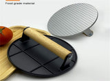 Masher Humburger 6.3in Round With Heat Wood Handle Metal Grill For BBQ Humburger Meat Steak V1369-AZ3-W-17532