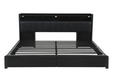 Artiss King Bed Frame with Storage Headboard, 2 Drawers, Charging Station & LED Light BFRAME-J-MAXWELL-K-BK-AB