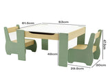 Levede Kids Table and Chairs Set 3-in-1 Chalkboard Storage Learning Dining Desk TB1027-GN-AU
