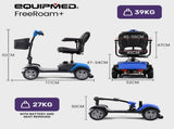 EQUIPMED FreeRoam Mid-Sized Lithium Fast Easy Charge Mobility Scooter, Blue V219-HMBMSCEQ3LBA