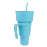 2 In 1 Snack Drink Cup with Straw Large Opening Plastic Beverage Cup Top Snack Bowl for Movie V1294-YM0901-3118230165612
