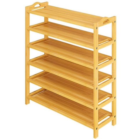 6 Layers Natural Wood Bamboo Shelf Entryway Storage Shoe Rack Home Furniture V63-840561