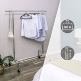 SONGMICS Heavy Duty Clothes Rack on Wheels Metal Chrome Extendable V227-8498101000080