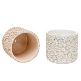 Set 2 Asst Flower Embossed Planters w Hole Plug 18cm V637-88748PLN