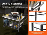 Outdoor Grill Dining Cart with Double-Shelf, 85*55cm BBQ Movable Food Prep Table, Multifunctional V952-JSHWBCTC855512MJNV0