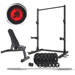 CORTEX SR3 Squat Rack with 100kg Olympic Bumper Weight, Bar and Bench Set V420-CSST-SR3SET-E