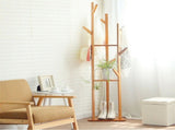 Bamboo Coat Rack Stand with Umbrella Holder - Hanging Storage V178-66737
