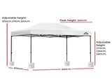 Instahut Gazebo Pop Up 3x4.5m w/Base Podx4 Marquee Folding Outdoor Wedding Camping Tent Shade Canopy GAZEBO-T-3X45-F-WH-BASE