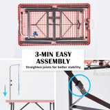 Paw Mate Pet Grooming Salon Table 97cm Adjustable Foldable Mobile Dog Cat for Commercial PINK V274-PET-PGT97-PK