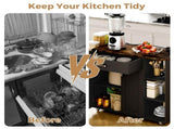 Kitchen Island Cart on Wheels with Charging Station, Black, 83x38x82cm V178-59332