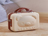 Cute Bear Face Hard-Shell Storage Case with Lock - 14-Inch white Travel Organizer V888-ELOSUNG25063