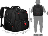 Black 50L Extra Large Laptop Backpack with USB Charging Port - Waterproof Oxford Fabric Travel & V888-ELOSUNG42447