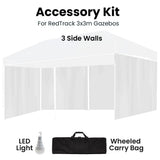 RED TRACK Accessory Pack for 6x3m White Gazebo, includes Walls, Wheeled Carry Bag, Rechargeable USB V219-OTDGPKACCA6WT