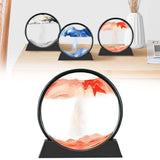 3D Dynamic Sand Art Liquid,Moving Sand Art Picture in Round Glass Frame,Deep Sea Sandscape in V1366-AZ2-W-23956