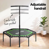 Everfit 48inch Hexagon Fitness Trampoline Rebounder Adjustable Handrail Green TRAMPO-C-MINI48-HEX-GNBK