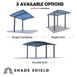 SHADE SHIELD Arched Single Carport 3.0m x 5.5m x 3.4m, Aluminium Alloy Frame, Polycarbonate Roof, V219-CPRSINPCSM4A
