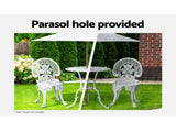 Gardeon 3PC Patio Furniture Outdoor Bistro Set Dining Chairs Aluminium White GB-CALU-3PC-XG1802-WH