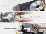 Devanti Meat Slicer Bread Vegetable, 200W Power 0-15mm Adjustable Easy Clean Stable Stainless Steel FS-190-20A-BK