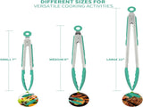 600F Heat Resistant 7/9/12 inches Silicone Cooking Tongs with Non Stick Rubber Tips and V1258-DP02-C-381