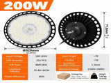 UFO LED High Bay Light 200W - Waterproof Industrial Warehouse Workshop Lighting with 50cm Hanging V888-ELOSUNG55679-3