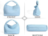 Woven Tote Bag for Women Soft Leather Handbag with Pocket V1263-JX-3501