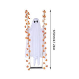Halloween Hanging Swinging Ghost Decoration with Maple Leaf Vines, Remote Controlled LED Light, V1366-AZ2-W-24747