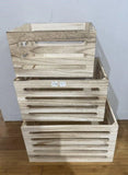 Set 3 Natural Wood Crates 40x22cm V637-WDB35964