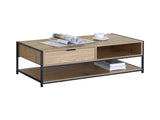 CARLA HOME Coffee Table with Drawer - Wood and Metal Frame - Brown - Rustic - Steel V178-36468
