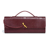 Wine Red Elegant PU Leather Clutch Bag with Snake Print Design - Multi-color Options V888-ELOSUNG15629