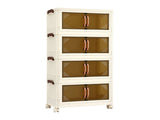 Artiss 4-Tier Foldable Storage Cabinet Stackable Box Clear Magnetic Door White SC-4T-4527-WH