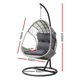 Gardeon Outdoor Egg Swing Chair Wicker Furniture Pod Stand Armrest Light Grey HM-EGG-RAN-S-ARM-LGR