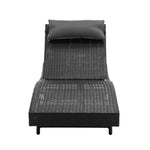 Gardeon 2PC Sun Lounge Wicker Lounger Outdoor Furniture Beach Chair Garden Adjustable Black FF-LOUNGE-WA-BK2X