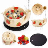 Berry Bowls with Holes Ceramic - Berry Vortex Bowl Ceramic, Self Spinning Fruit Washer Spinner, V1107-122-70863-GRN