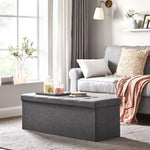 SONGMICS 110cm Folding Storage Ottoman Bench Foot Rest Stool Dark Gray V227-8498402100580