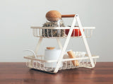 Storage Basket Iron Wood 2 Layers Detachable Fruit Vegetable Shelf Rack for Living Room Kitchen V1294-YM0716-3117220184711