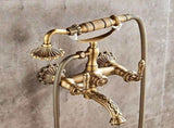 Clawfoot Bathtub Faucet with Handheld Shower 2-Function Wall-Mounted Tub Faucet Set, Dual Cross V1107-113-90096-BRO-A