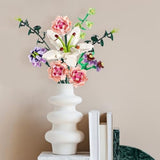 Flower Bouquet Building Blocks Artificial Pink Carnation Botanical Collection Bricks Sets Kits V1369-AZ3-W-22273