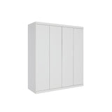 4 Door White Wardrobe Cabinet Hanging Rail, Shelves & White Handles V63-953101