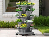 Green Fingers Raised Garden Bed 5 Tier Vertical Garden Grey Strawberry Stackable Planters Herbs GARDEN-PLASTIC-25L-GR