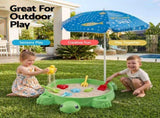 Keezi Kids Sandpit Turtle Sandbox Toys with Umbrella Lid Green 8 Accessories 3 SAND-TURTLE-GN