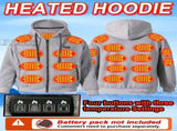 Heated Hoodie Electric Heating Hoodie Smart Heated Sweatshirt 23 Zone Heating - Gray - Size S V1106-M-APP2-44394-GRAY-SAUSEU46